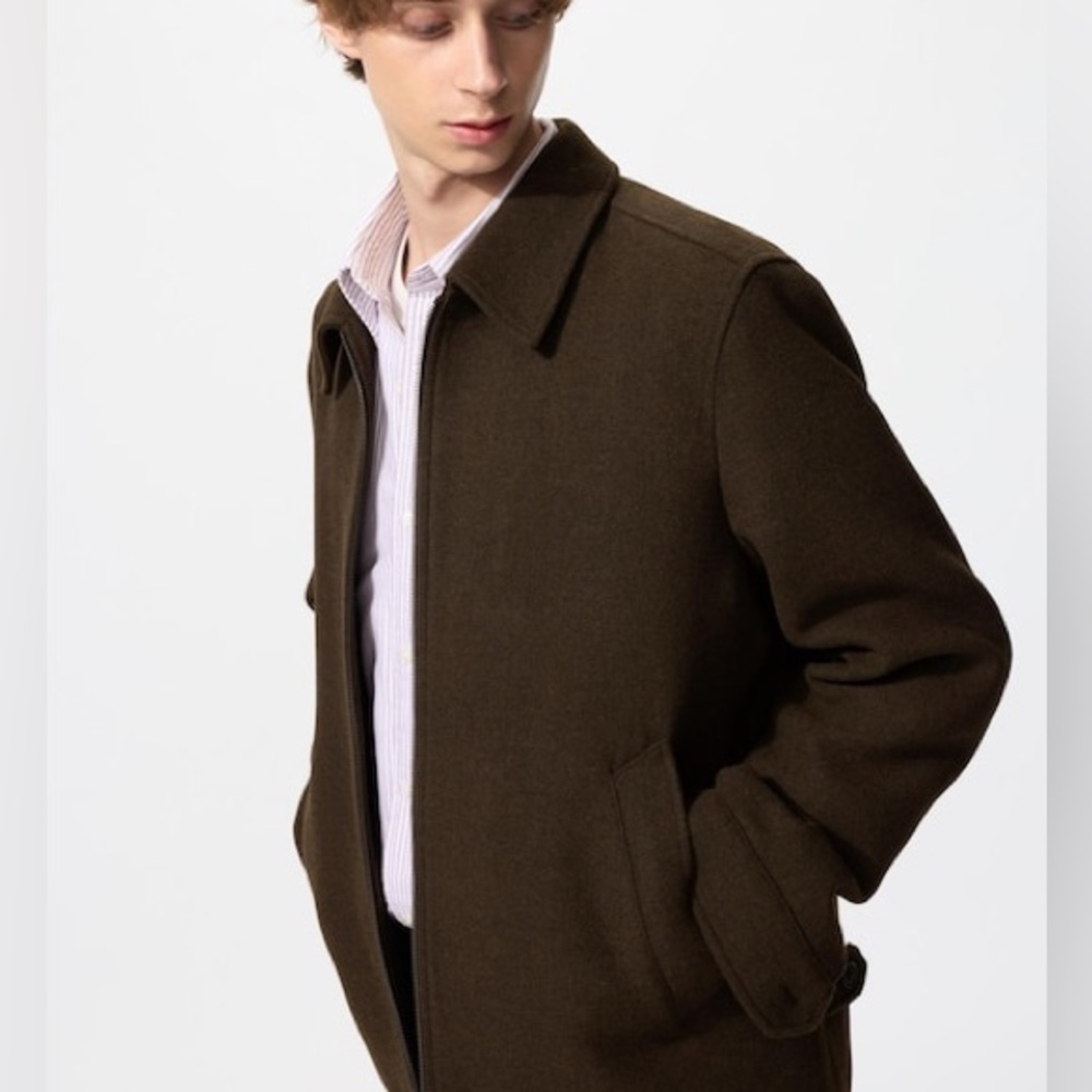UNIQLO Single Collar Short Jacket - Dark Green/Black - Men’s Size M